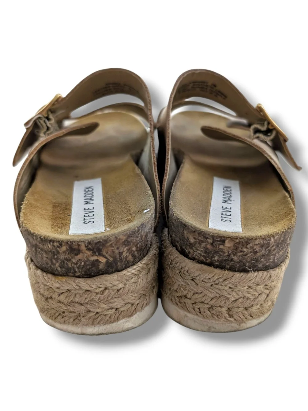 Steve Madden Annika Gold Metallic Leather Espadrille Platform Sandals, Size 7